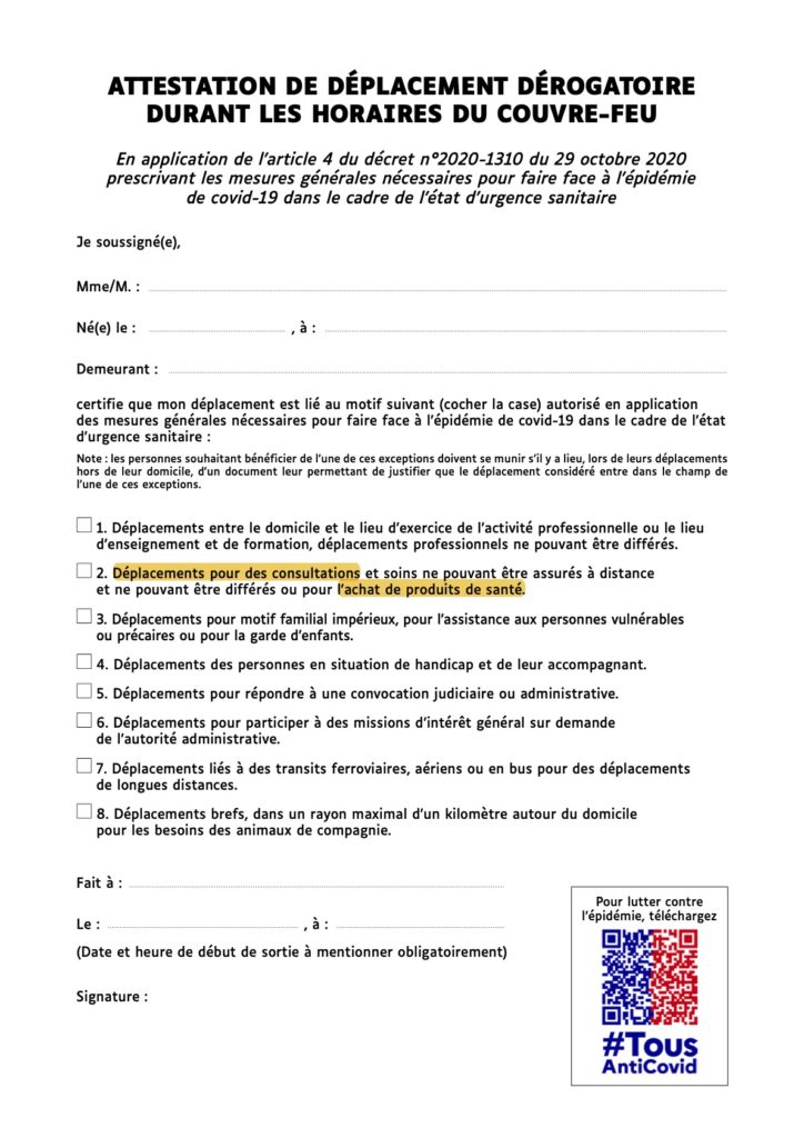 attestation couvre feu